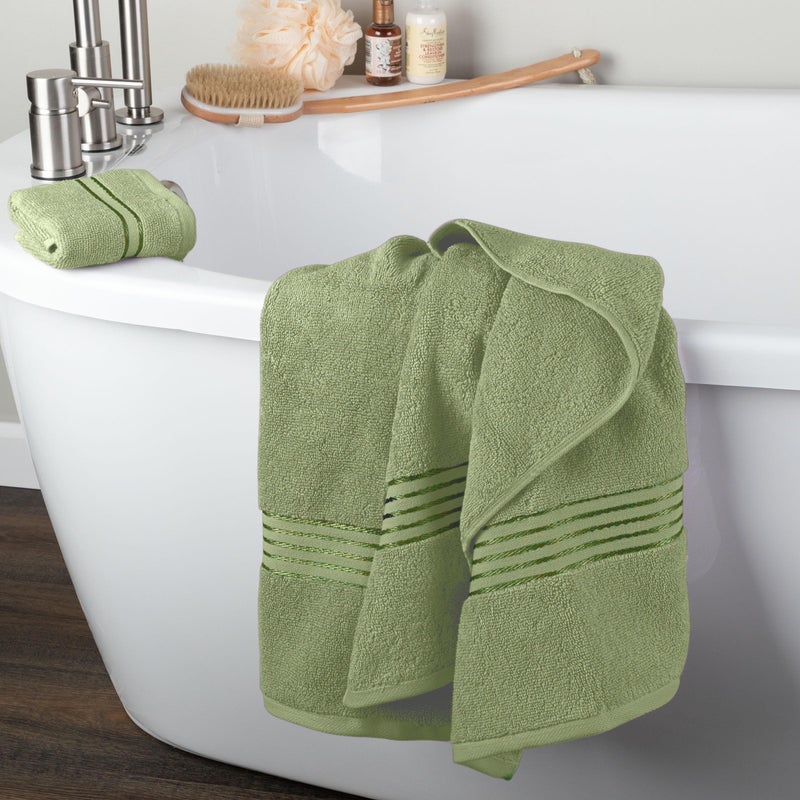 Lavish Home 6 Piece Bathroom Towels Set - 625GSM 100% Cotton Bathroom Essentials with 2 Absorbent Wash Cloths, 2 Hand Cloths, and 2 Bath Towel for Shower, Gym, Dorm and Spa (Green) - Image 5